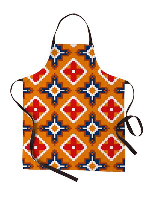 yellow diamond print canvas cotton kitchen apron for women/men (55 cms x 81 cms) - 18567689 - Very Small Image - 1
