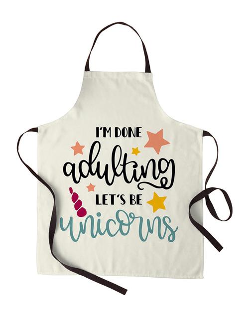 let's be unicorn printed canvas cotton kitchen apron for women/men (55 cms x 81 cms) - 18567699 - Very Small Image - 1