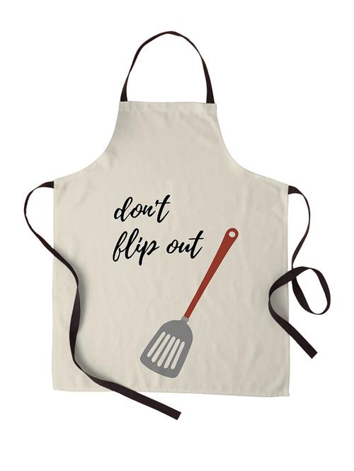 don't flip out printed canvas cotton kitchen apron for women/men (55 cms x 81 cms) - 18567710 - Very Small Image - 1