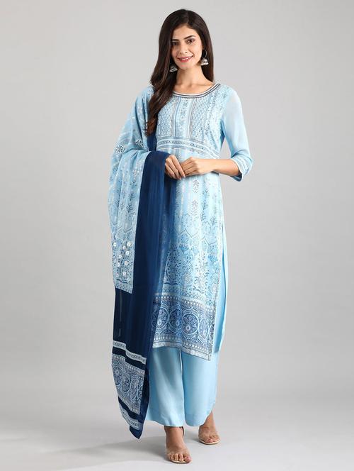 floral kurta palazzo set with dupatta - 18569390 - Very Small Image - 1