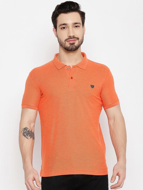 orange solid polo t-shirt - 18570287 - Very Small Image - 1