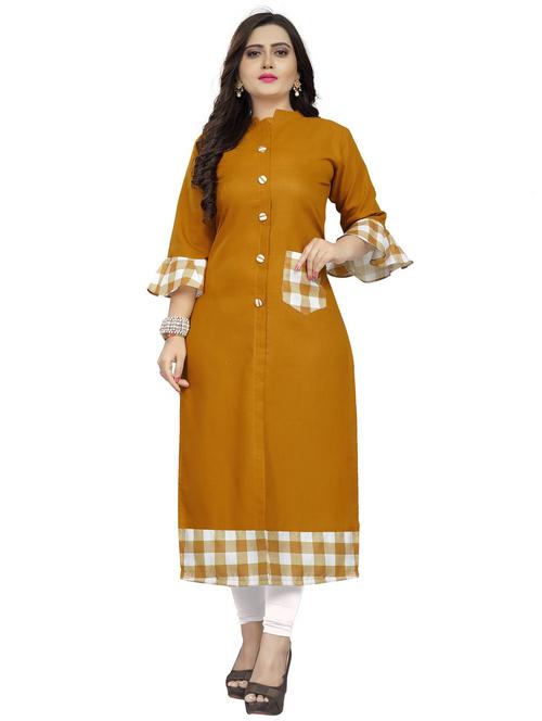 checkered front slit kurta - 18574311 - Very Small Image - 1