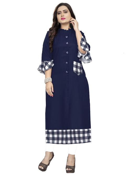 checkered straight kurta - 18574374 - Very Small Image - 1