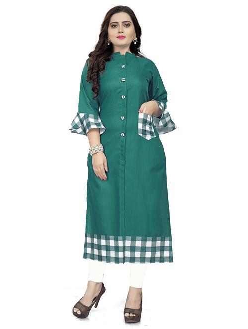 checkered straight kurta - 18574375 - Very Small Image - 1