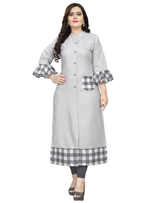 checkered straight kurta - 18574380 - Very Small Image - 1