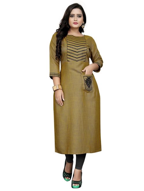 yoke embroidered solid straight kurta - 18574403 - Very Small Image - 1