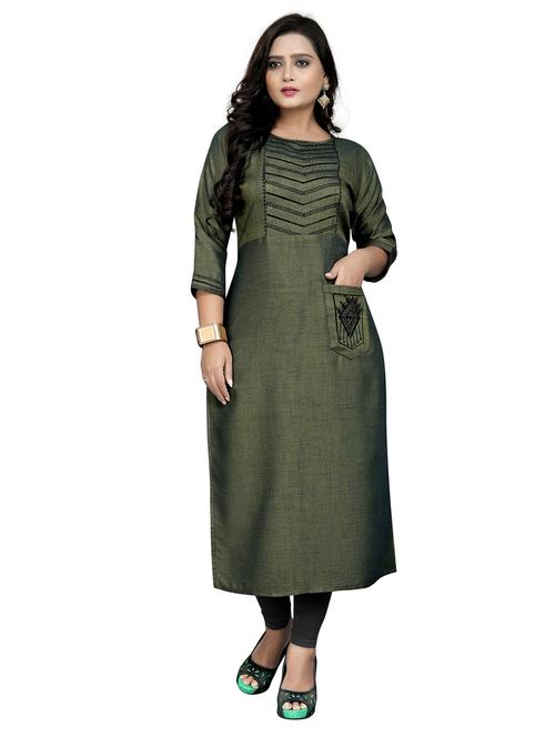 yoke embroidered solid straight kurta - 18574406 - Very Small Image - 1