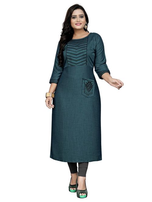 yoke embroidered straight kurta - 18574409 - Very Small Image - 1