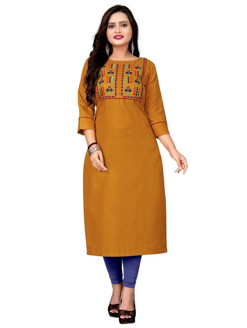 yoke embroidered straight kurta - 18574414 - Very Small Image - 1