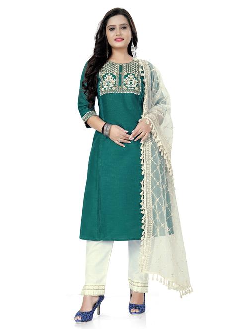 yoke embroidered straight kurta - 18574500 - Very Small Image - 1
