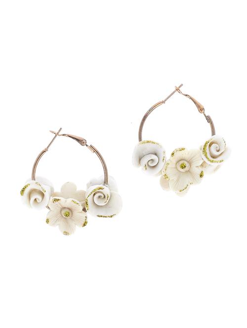 handmade artificial flowers hoop earrings - 18574685 - Very Small Image - 1
