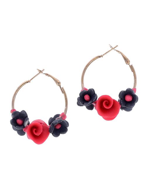 handmade artificial flowers hoop earrings - 18574687 - Very Small Image - 1