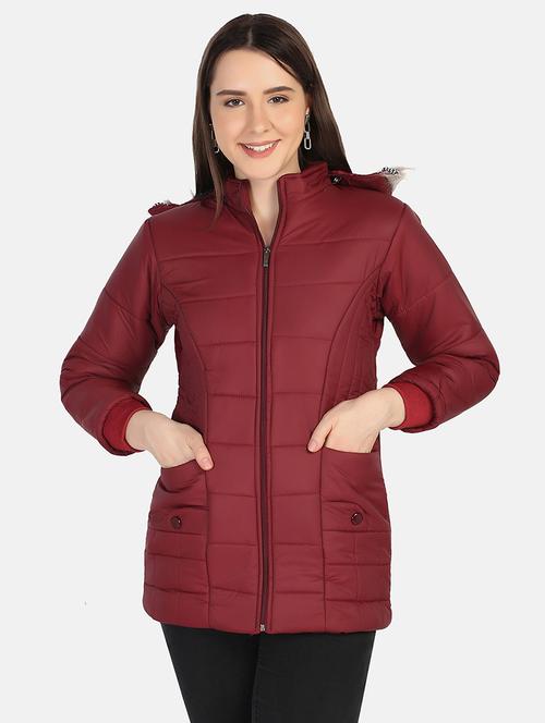 hooded neck solid quilted & padded jacket - 18575065 - Very Small Image - 1