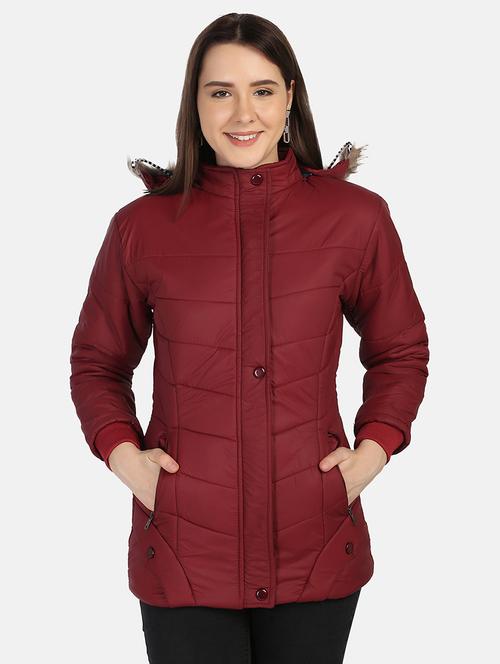 hooded neck solid quilted & padded jacket - 18575066 - Very Small Image - 1