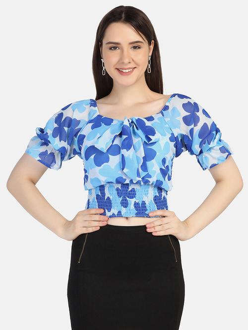 women's crop tie-up neck top - 18575094 - Very Small Image - 1