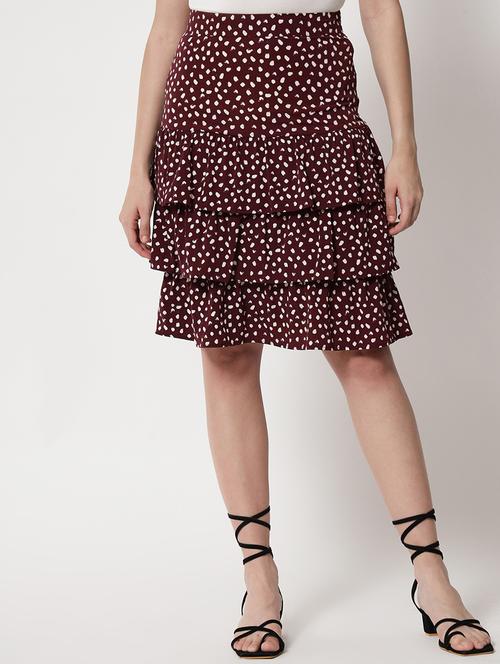 high rise printed flared skirt - 18575103 - Very Small Image - 1