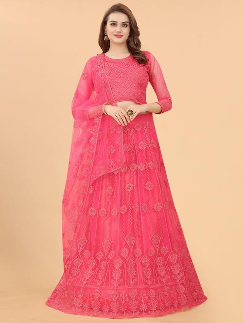 embroidered semi-stitched lehenga choli with dupatta - 18575107 - Very Small Image - 1