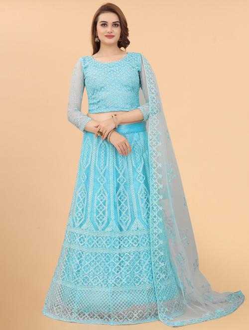 embroidered semi-stitched lehenga choli with dupatta - 18575108 - Very Small Image - 1