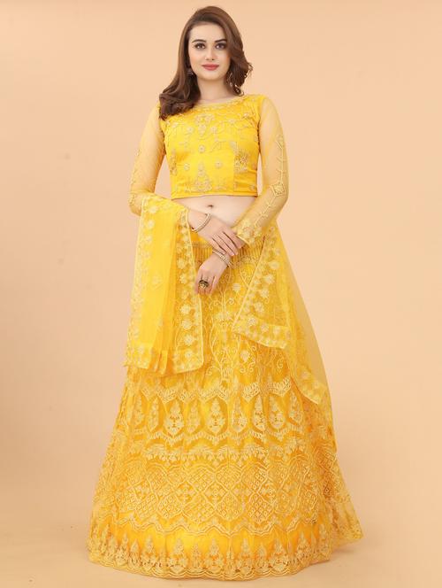 embroidered semi-stitched lehenga choli with dupatta - 18575109 - Very Small Image - 1