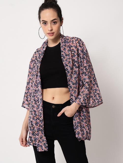 open front floral printed shrug - 18575111 - Very Small Image - 1