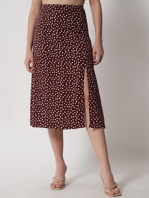 high rise printed side slit skirt - 18575167 - Very Small Image - 1