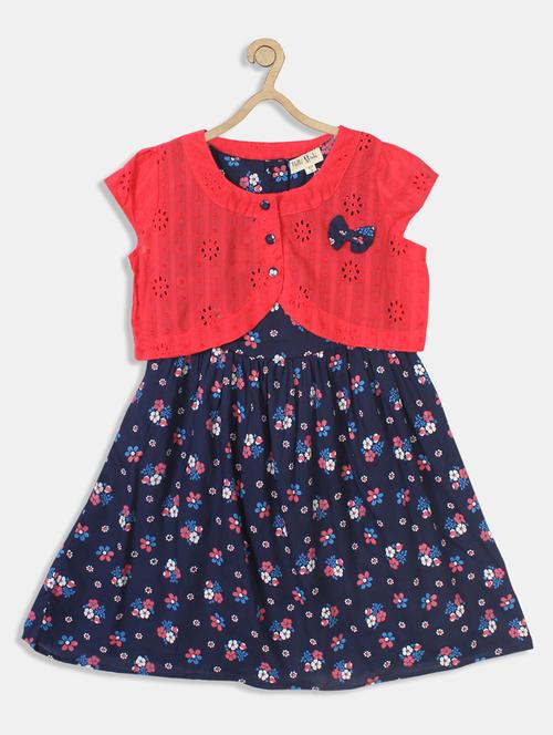 girls printed round neck frock - 18575544 - Very Small Image - 1