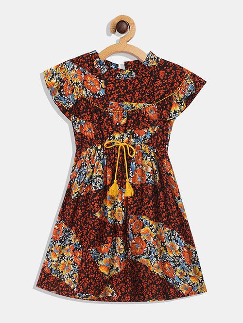 girls printed round neck frock - 18575552 - Very Small Image - 1
