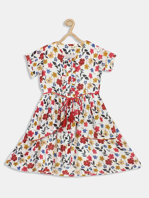 girls printed round neck frock - 18575565 - Very Small Image - 1