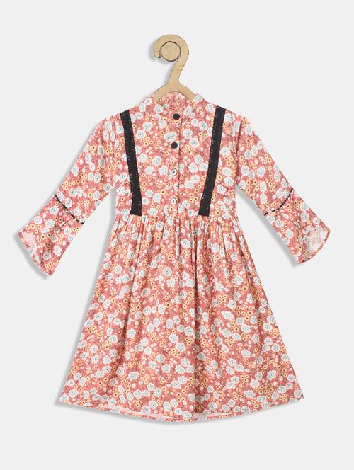 girls printed fit & flair frock - 18575579 - Very Small Image - 1