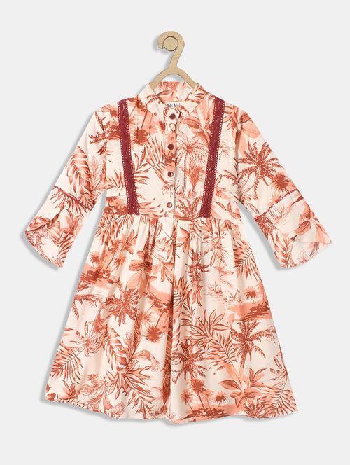 girls printed fit & flair frock - 18575580 - Very Small Image - 1