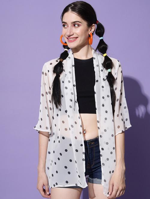 open front polka printed shrug - 18575647 - Very Small Image - 1