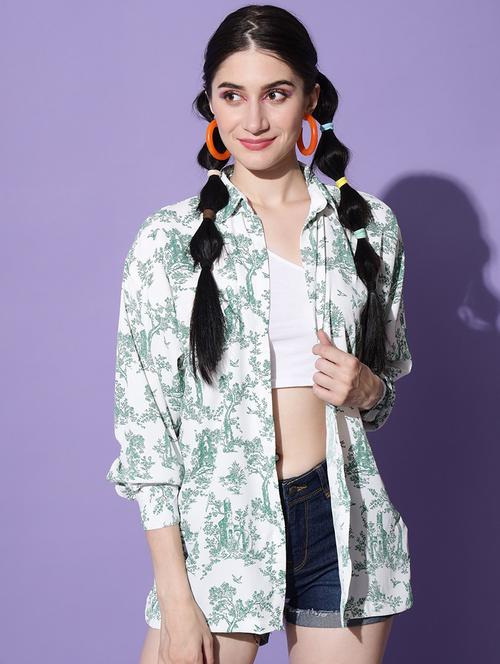 open front printed shirt collar shrug - 18575648 - Very Small Image - 1
