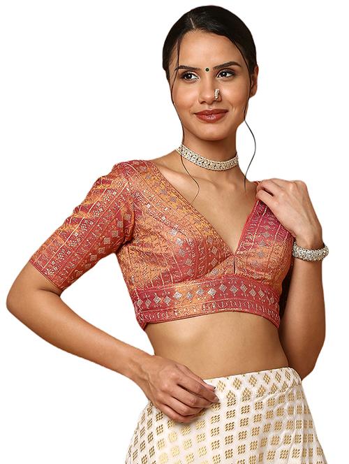 orange silk embroidered blouse - 18575657 - Very Small Image - 1