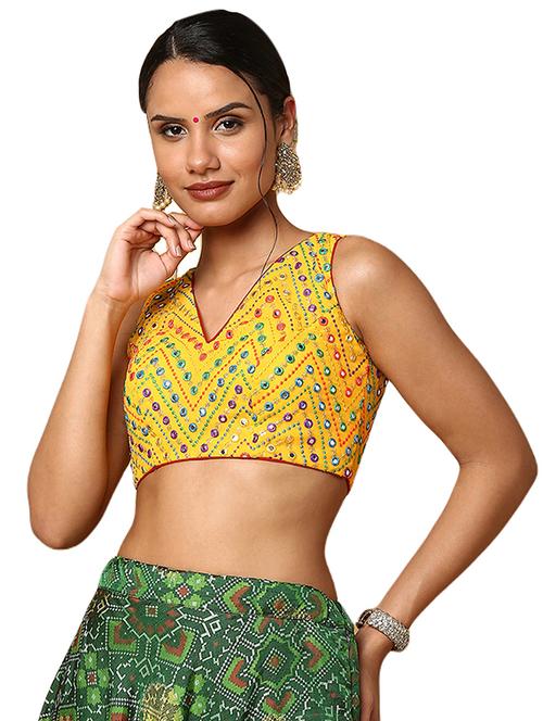 yellow silk embroidered blouse - 18575666 - Very Small Image - 1