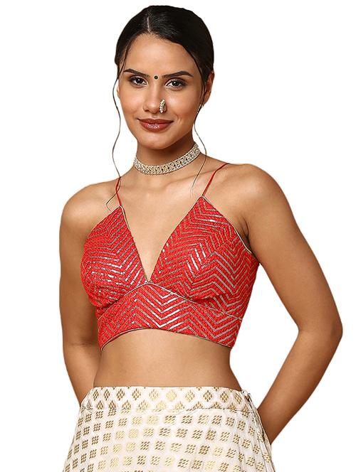 red silk embroidered blouse - 18575672 - Very Small Image - 1