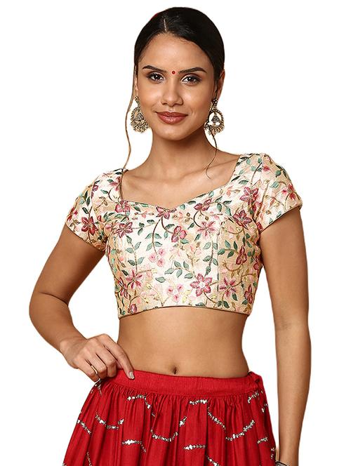 gold silk embroidered blouse - 18575677 - Very Small Image - 1
