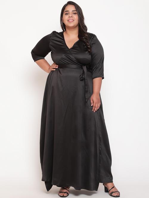 black solid fit & flare dress - 18575736 - Very Small Image - 1