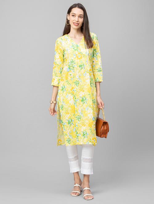 floral print straight kurta - 18575798 - Very Small Image - 1