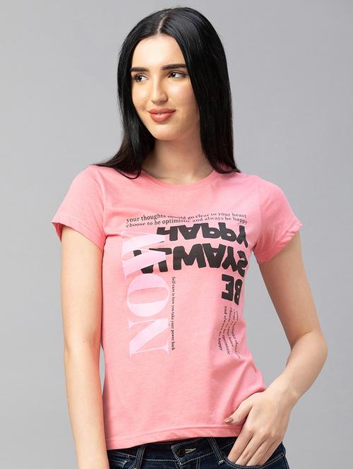 women's front print round neck t-shirt - 18575825 - Very Small Image - 1