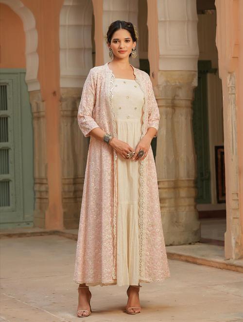 embroidered layered ethnic dress - 18575829 - Very Small Image - 1