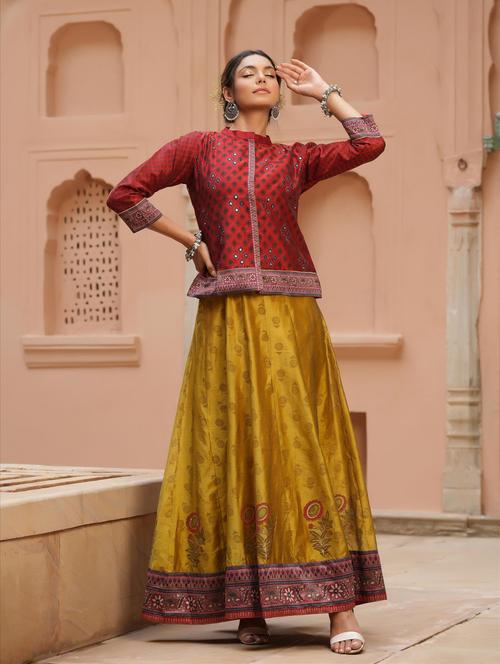 printed layered ethnic dress - 18575836 - Very Small Image - 1