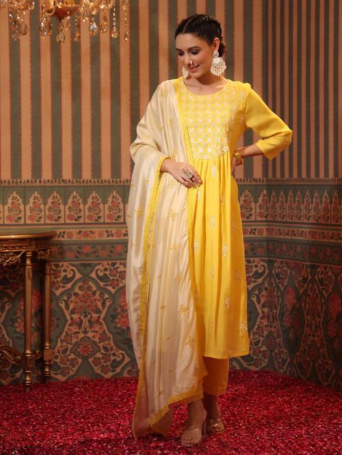 embroidered kurta pant set - 18576124 - Very Small Image - 1