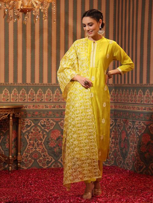 embroidered kurta pant set - 18576126 - Very Small Image - 1