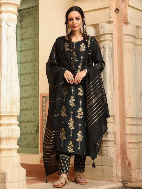 jacquard work kurta pant set - 18576127 - Very Small Image - 1