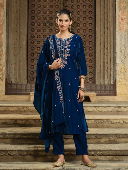 embroidered kurta pant set with dupatta - 18576141 - Very Small Image - 1