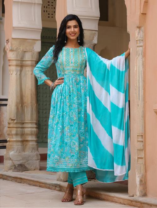 floral kurta pant set with dupatta - 18576142 - Very Small Image - 1