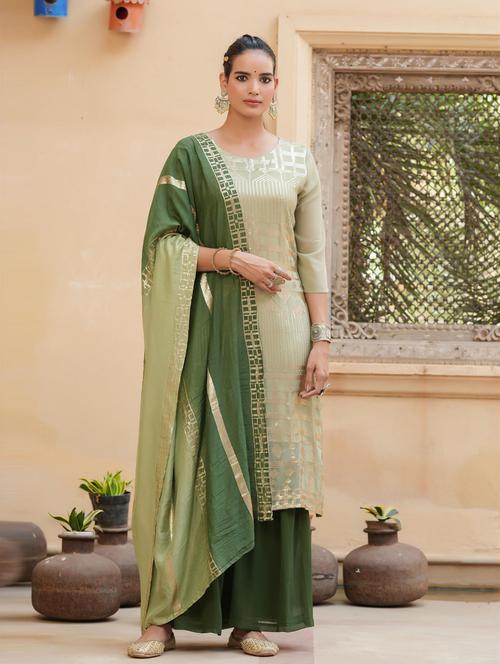 sequined kurta sharara set with dupatta - 18576155 - Very Small Image - 1