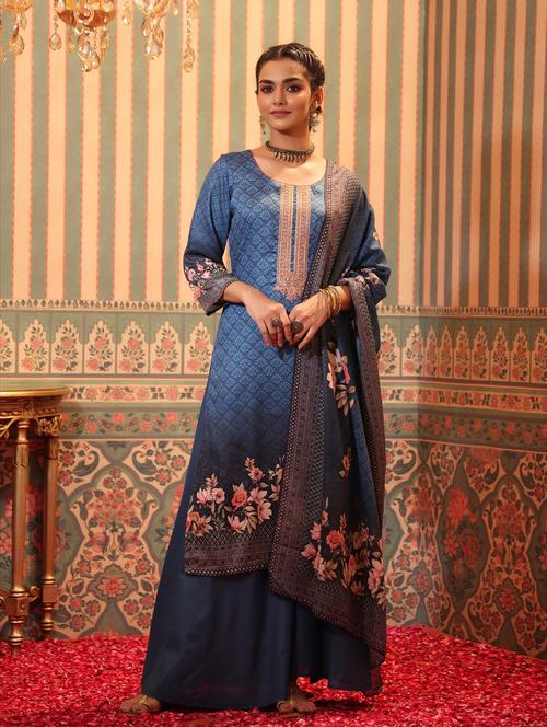 floral kurta palazzo set with dupatta - 18576165 - Very Small Image - 1
