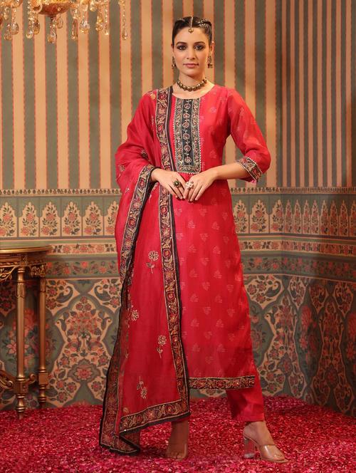 floral kurta pant set with dupatta - 18576176 - Very Small Image - 1