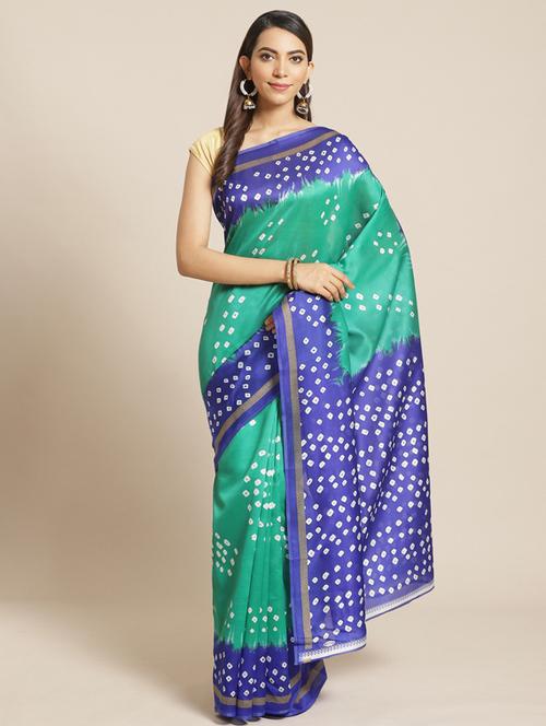 women's bandhani mint colored saree - 18577411 - Very Small Image - 1